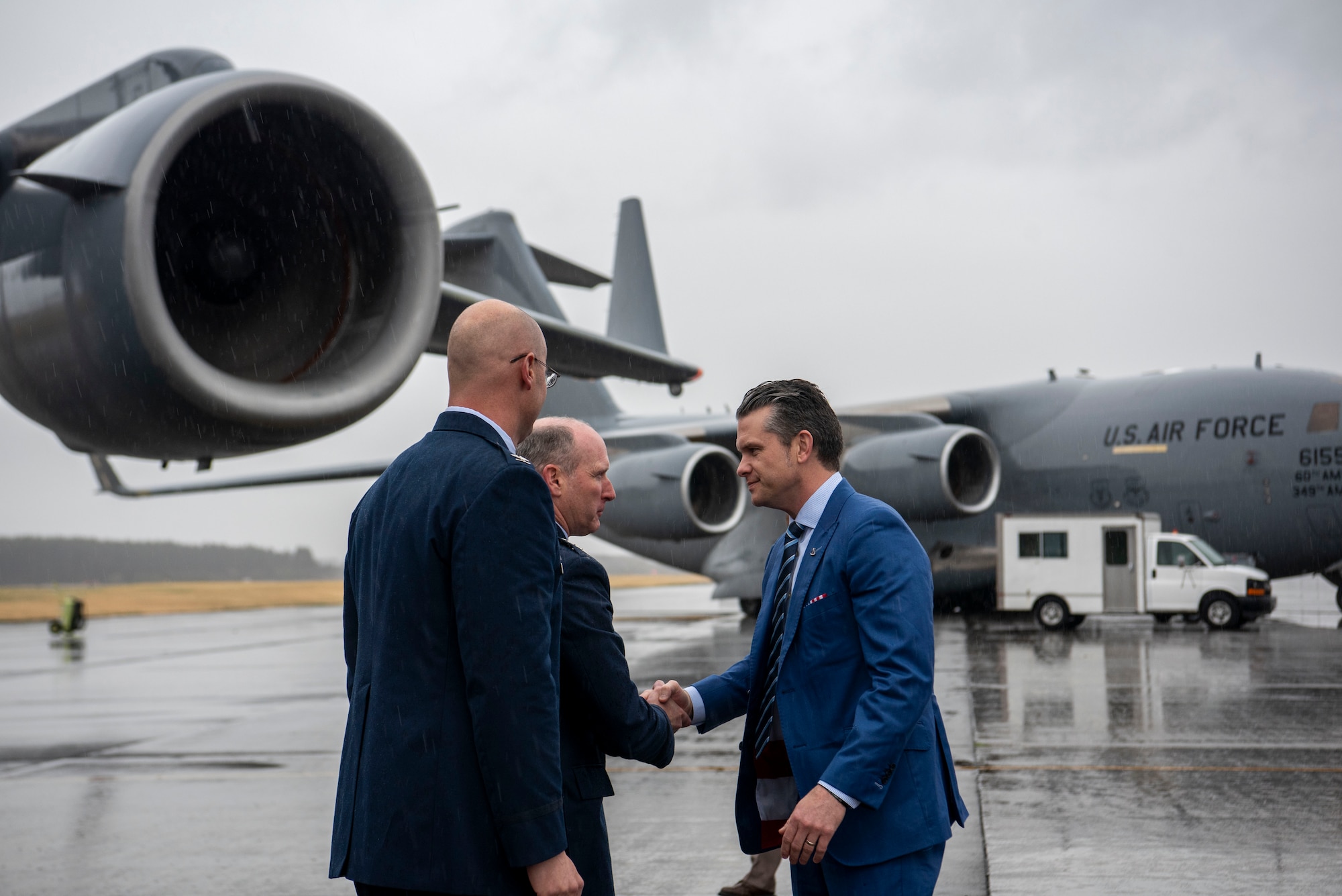 Yokota Leadership greets SECDEF.