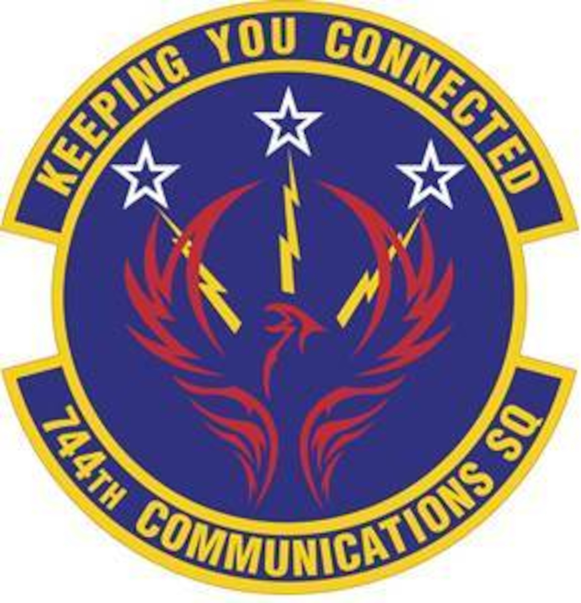Emblem of the 744th Communications Squadron