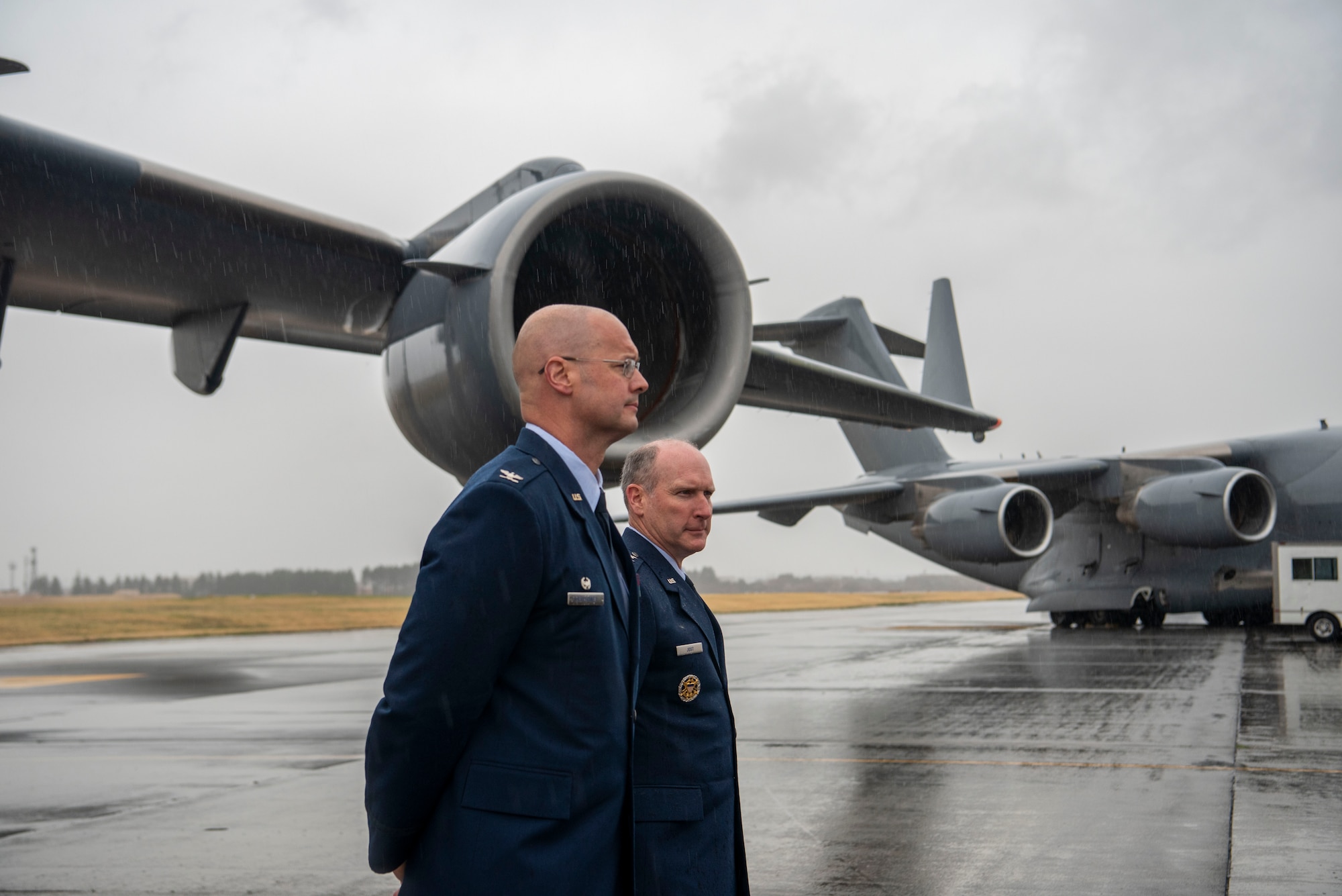 374th AW leadership await arrival of SECDEF.