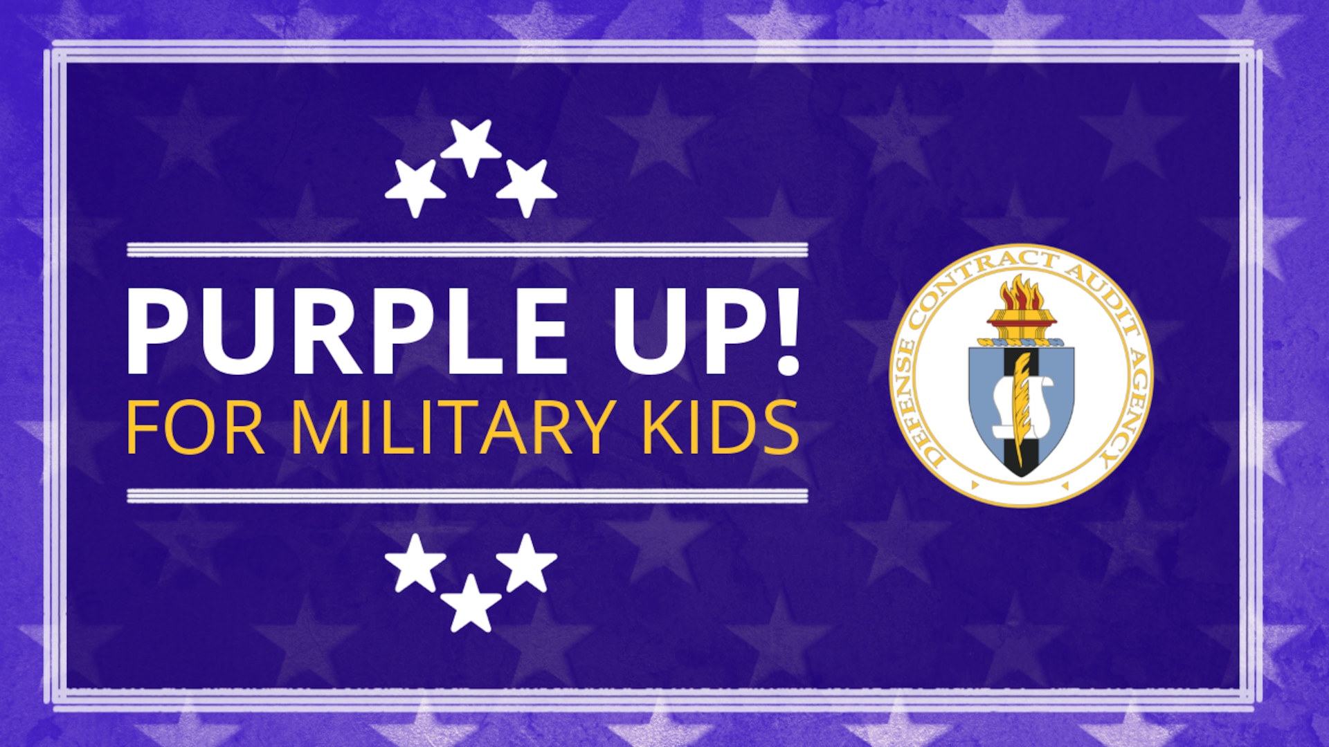 Text banner with purple background.