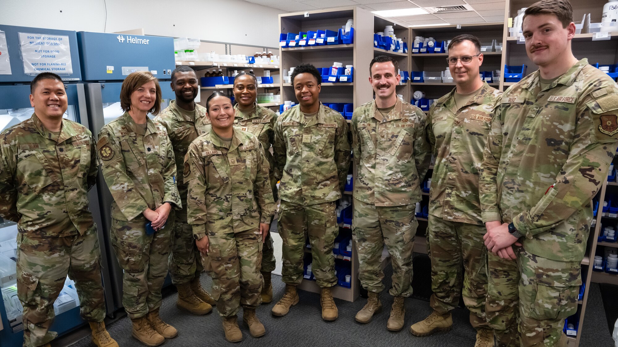 Airmen from the 7th Medical Group trained Airmen from the 7th Operations Group to combat logistical challenges with integrated solutions at Dyess Air Force Base, Texas, March 26, 2025. The cooperation between the 7th OG and 7th MDG allowed for sustained operations and increased efficiency in the 7th MDG pharmacy. (U.S. Air Force photo by Airman 1st Class Jade M. Caldwell)