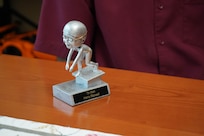 Henry Maxwell’s swimming trophy, March 22, 2025. Maxwell was accepted to the U.S. Naval Academy and will become a midshipman in June joining the class of 2029. (U.S. Navy photo taken by Lt. Zachary Anderson)