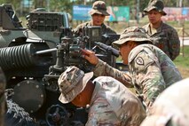 Soldiers with the Philippine Artillery Regiment and U.S. Army Soldiers from the 2nd Battalion 11th Field Artillery Regiment conduct a SMEE (Subject Matter Expert Exchange) on Big Three Verification in preparation for Salaknib 2025 on Fort Magsaysay, Philippines, March 20, 2025.