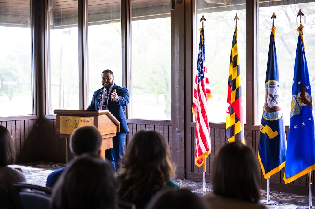 Maryland State Senator Nick Charles speaks during the State of the Base address.