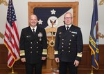 Acting Chief of Naval Operations Adm. Jim Kilby meets with the Chief of the Swedish Navy Rear Adm. Johan Norlén at the Pentagon for a formal Head of Navy engagement, April 30, 2025.