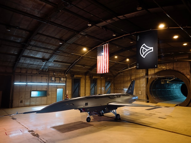 A YFQ-44A production representative test vehicle is staged in a testing chamber.