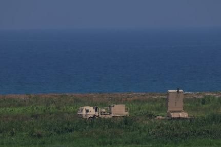 A U.S. Army High-Powered Microwave weapon from 1st Battalion, 51st Air Defense Artillery Regiment, prepares to shoot down a drone swarm during a live fire demonstration in support of  Exercise Balikatan 25, in Naval Station Leovigildo Gantioqui, Philippines, April 25, 2025.