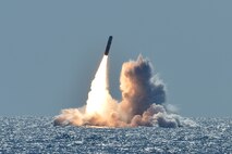 PACIFIC OCEAN (March 26, 2008) An unarmed Trident II D5 missile launches from the Ohio-class ballistic missile submarine USS Nebraska (SSBN 739) off the coast of California. The test launch was part of the U.S. Navy Strategic Systems Program’s demonstration and shakedown operation certification process. The successful launch certified the readiness of an SSBN crew and the operational performance of the submarine’s strategic weapons system before returning to operational availability. (U.S. Navy photo by Mass Communication Specialist 1st Class Ronald Gutridge/Released)