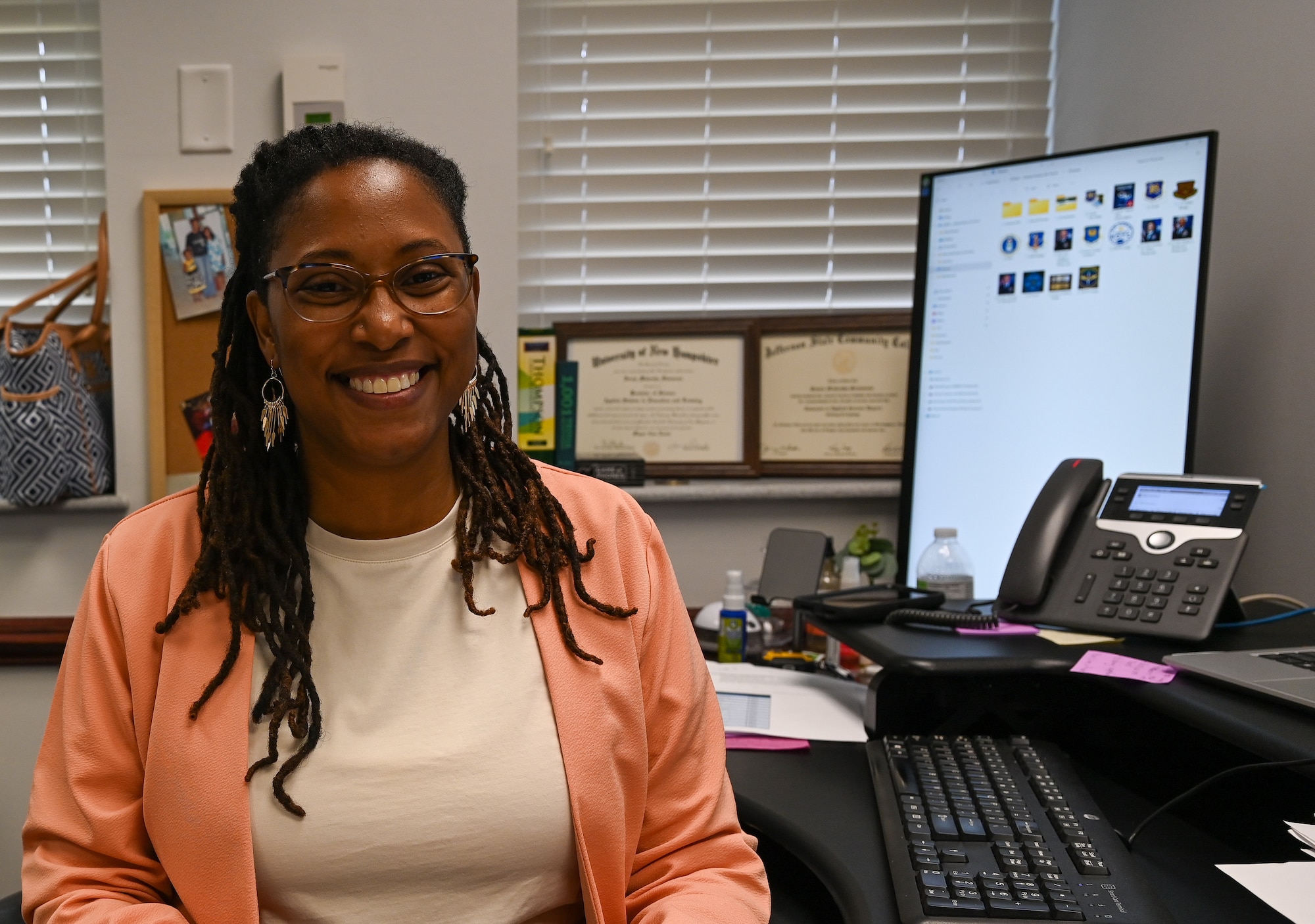 Sonja M. Simmons, Holm Center chief of protocol, poses for a photo at Maxwell Air Force Base, Alabama, April 29, 2025.