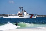 Coast Guard Cutter Alert (WMEC 630) approaches Naval Air Station Pensacola in Florida, March 28, 2025. Alert’s crew conducted a 55-day maritime border security patrol to counter illegal fishing in the Gulf of America. (Copyright-free photo courtesy of Shane Dye)
