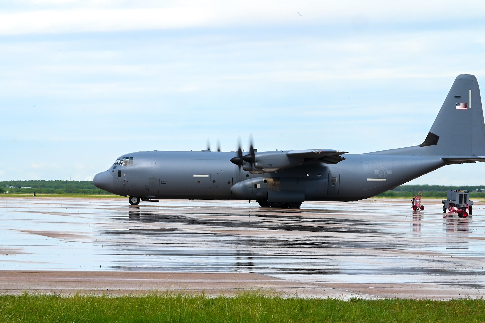 A U.S. Air Force C-130J Super Hercules assigned to 39th Airlift Squadron, taxis on a runway before takeoff from Dyess Air Force Base, Texas to El Salvador in support of the Denton Program April 30, 2025. The Denton Program was created by Alabama Senator and former Vietnam Prisoner of War Jeremiah Denton in an amendment to the Foreign Assistance Act of 1961. The amendment provides the authority for the Department of Defense to use extra space on U.S. military cargo aircraft to transport humanitarian assistance materials donated by non-governmental organizations, international organizations, and private voluntary organizations for humanitarian relief. (U.S. Air Force photo by Airman 1st Class Adrien Tran)