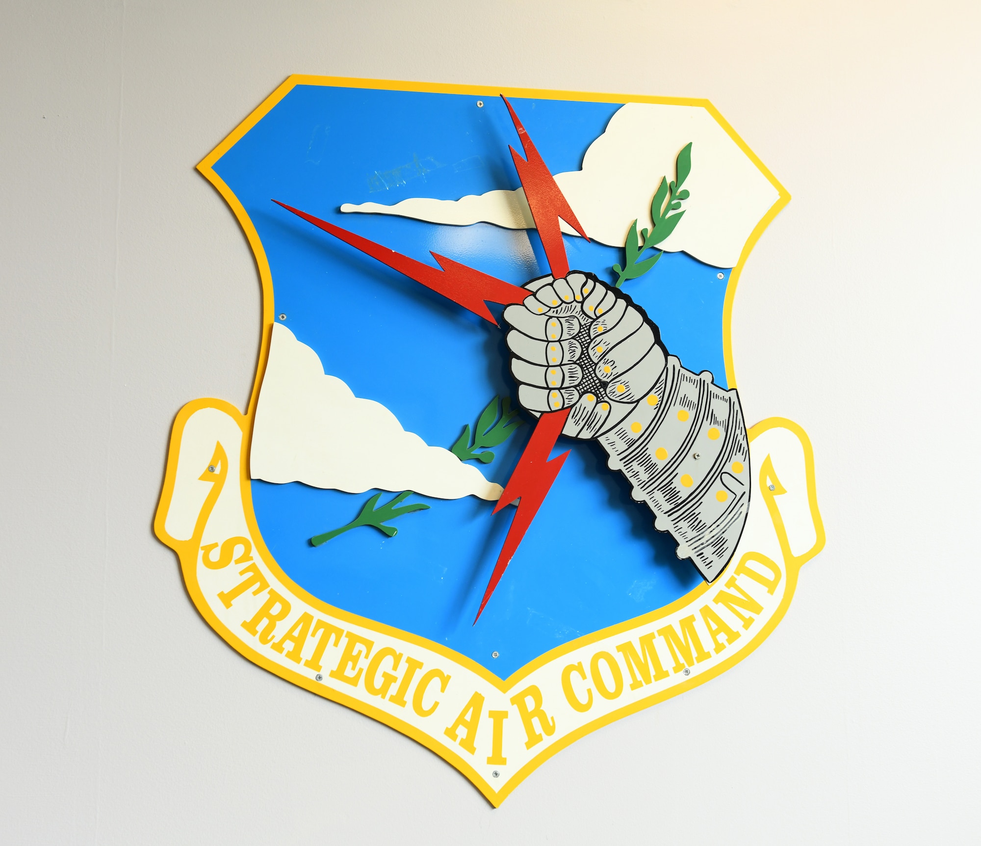 Wall art displaying the original shield of Strategic Air Command
