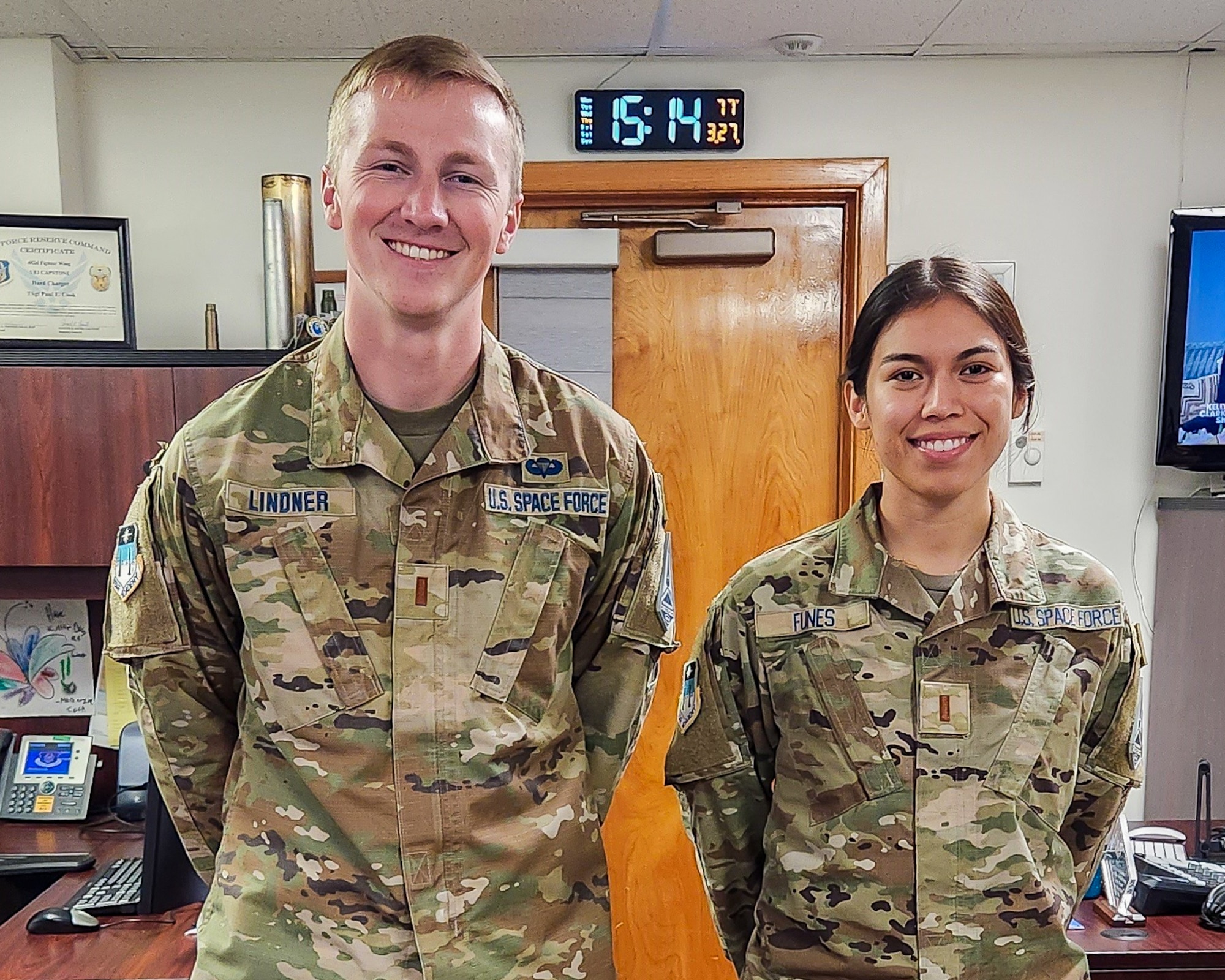 2nd Lt. Brandon Lindner and 2nd Lt. Adriana E. Funes from the U.S. Air Force Academy visited Homestead Air Reserve Base to speak with enlisted Airmen about the Leaders Encouraging Airman Development (LEAD) Program.