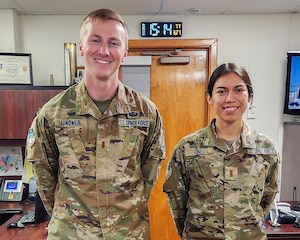 2nd Lt. Brandon Lindner and 2nd Lt. Adriana E. Funes from the U.S. Air Force Academy visited Homestead Air Reserve Base to speak with enlisted Airmen about the Leaders Encouraging Airman Development (LEAD) Program.