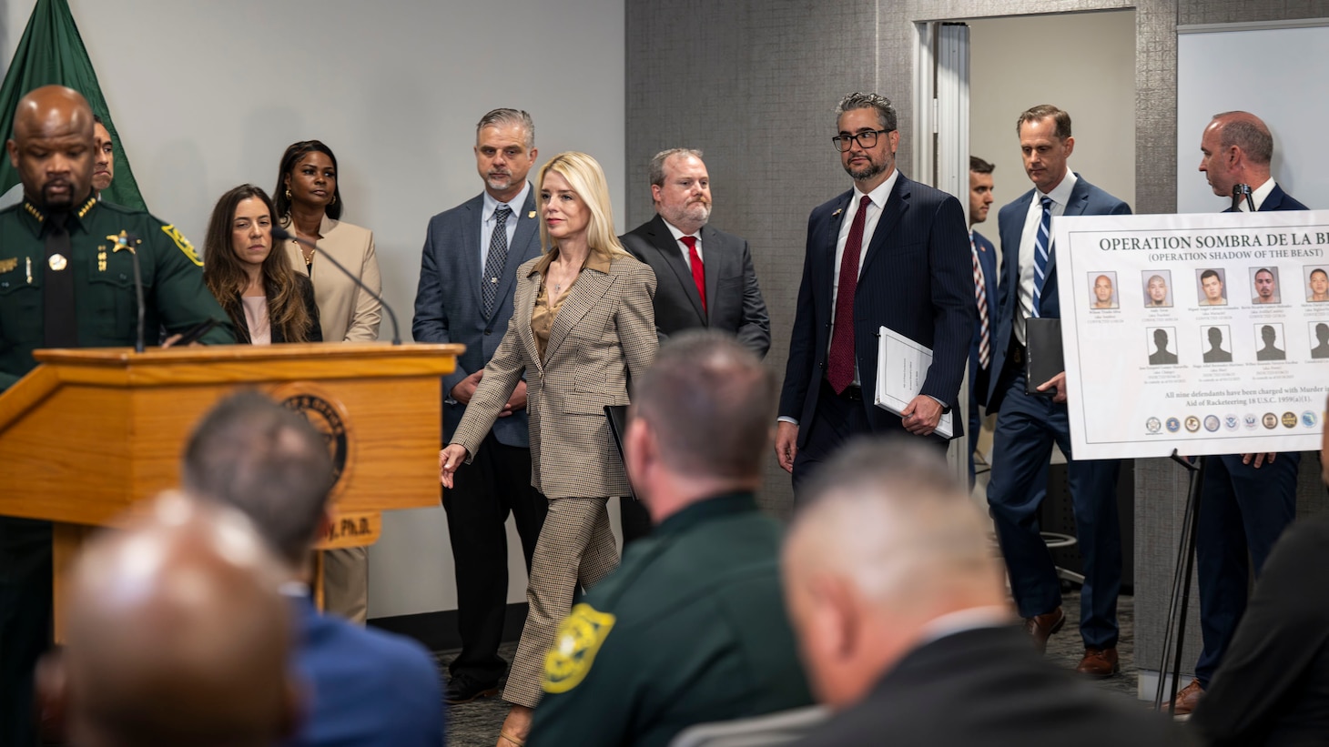 Press conference with local and federal law enforcement officials announcing that multiple people were arrested on federal charges in connection with murders in South Florida