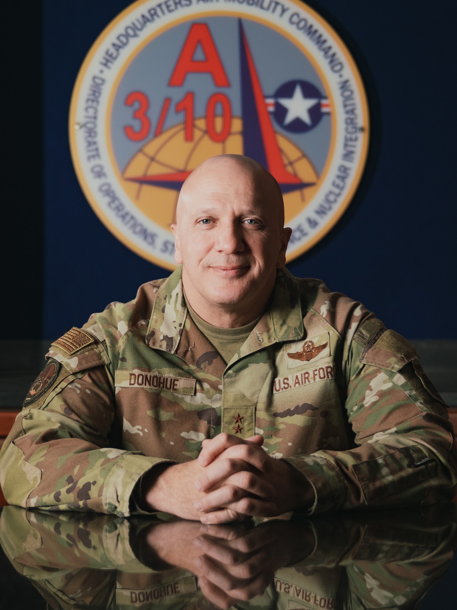 Maj. Gen. Gerald A. Donohue, Air Mobility Command strategic deterrence and nuclear integration director of operations, poses for a photo at Scott Air Force Base, Ill., Jan. 22, 2025.