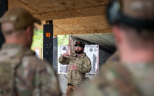 134th Security Forces Airmen are instructed on range drills by a Blount County Special Weapons and Tactics team member during a local joint training on May 3, 2025. Participation in this training helps prepare Airmen for real-world situations where precision, teamwork, and swift decision-making can mean the difference between life and death.