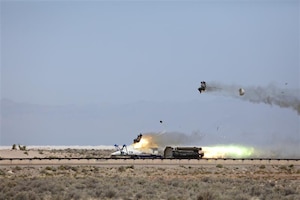 The Air Force Life Cycle Management Center's T-7A Red Hawk program achieved a major milestone as the 846th Test Squadron at Holloman Air Force Base, N.M., executed a high-speed test of its new escape system on April 16. (Courtesy photo)