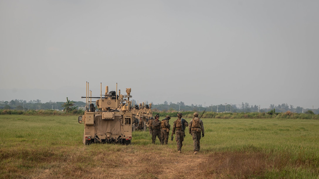 U.S. Marines with 3d Marine Division prepare Marine Air Defense Integrated Systems for the Integrated Air Missile Defense training during Exercise Balikatan 25, at Naval Station Leovigildo Gantioqui, Philippines, April 25, 2025. Balikatan is a longstanding annual exercise between the Armed Forces of the Philippines and U.S. military designed to strengthen our ironclad alliance, improve our capable combined force, and demonstrate our commitment to regional security and stability. (U.S. Marine Corps photo by Sgt. Mitchell Johnson)
