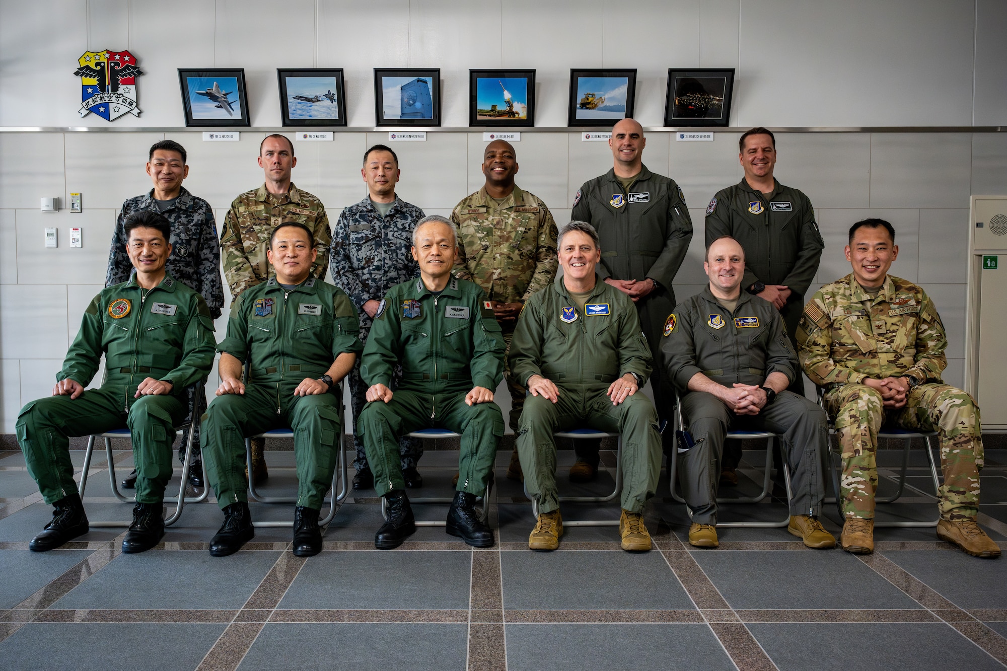 Leadership from the 35th Fighter Wing, Eighth Air Force and Japan Air Self-Defense Force pose for a group photo