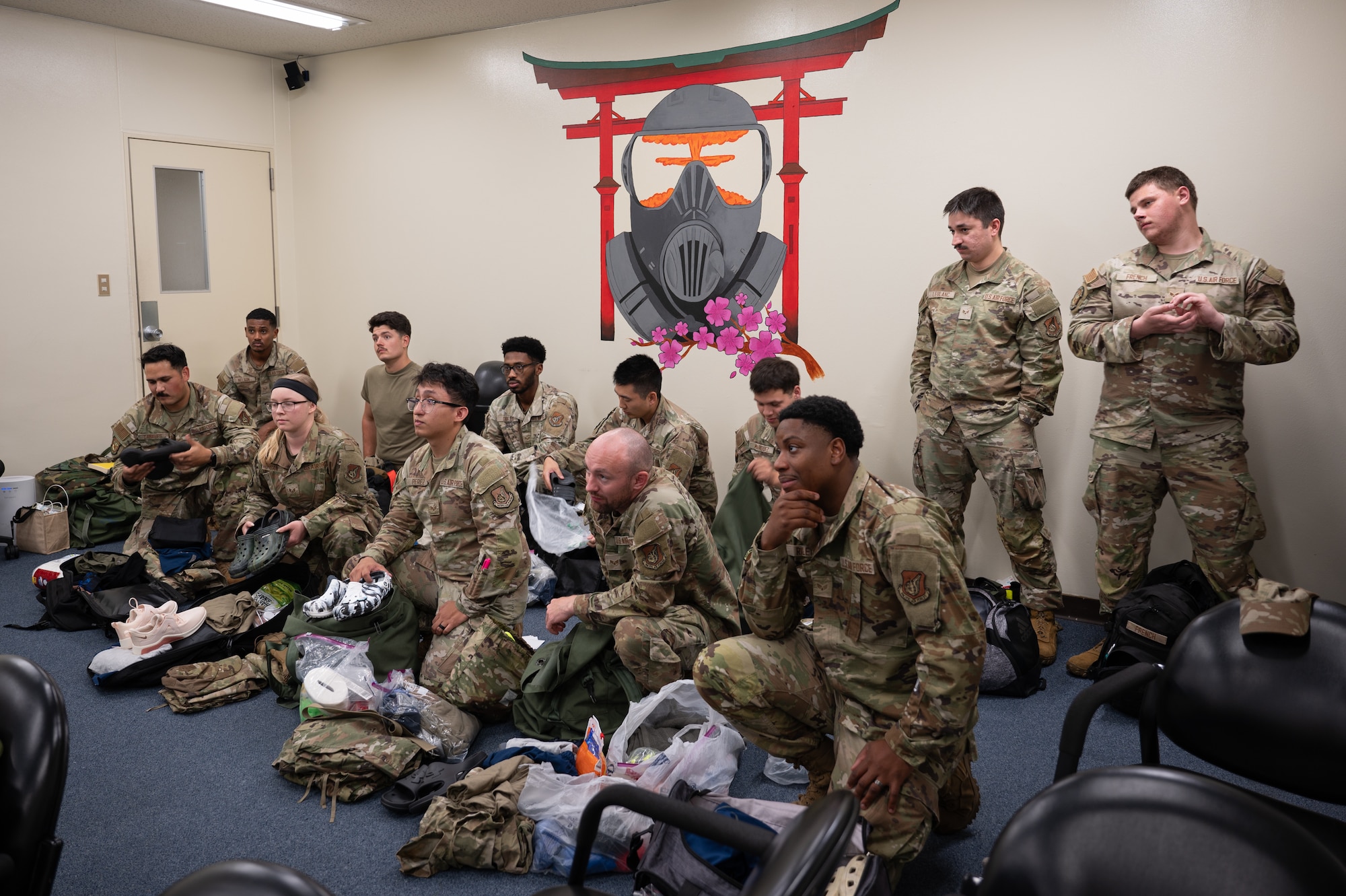 Service members packing bag.