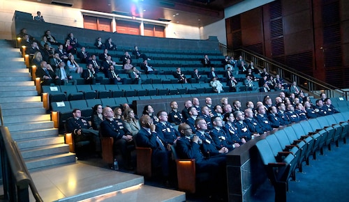 An audience of members of Congress and Guardians view a special screening of The U.S. Space Force – America’s Invisible Front Line at the U.S. Capitol Visitor Center.