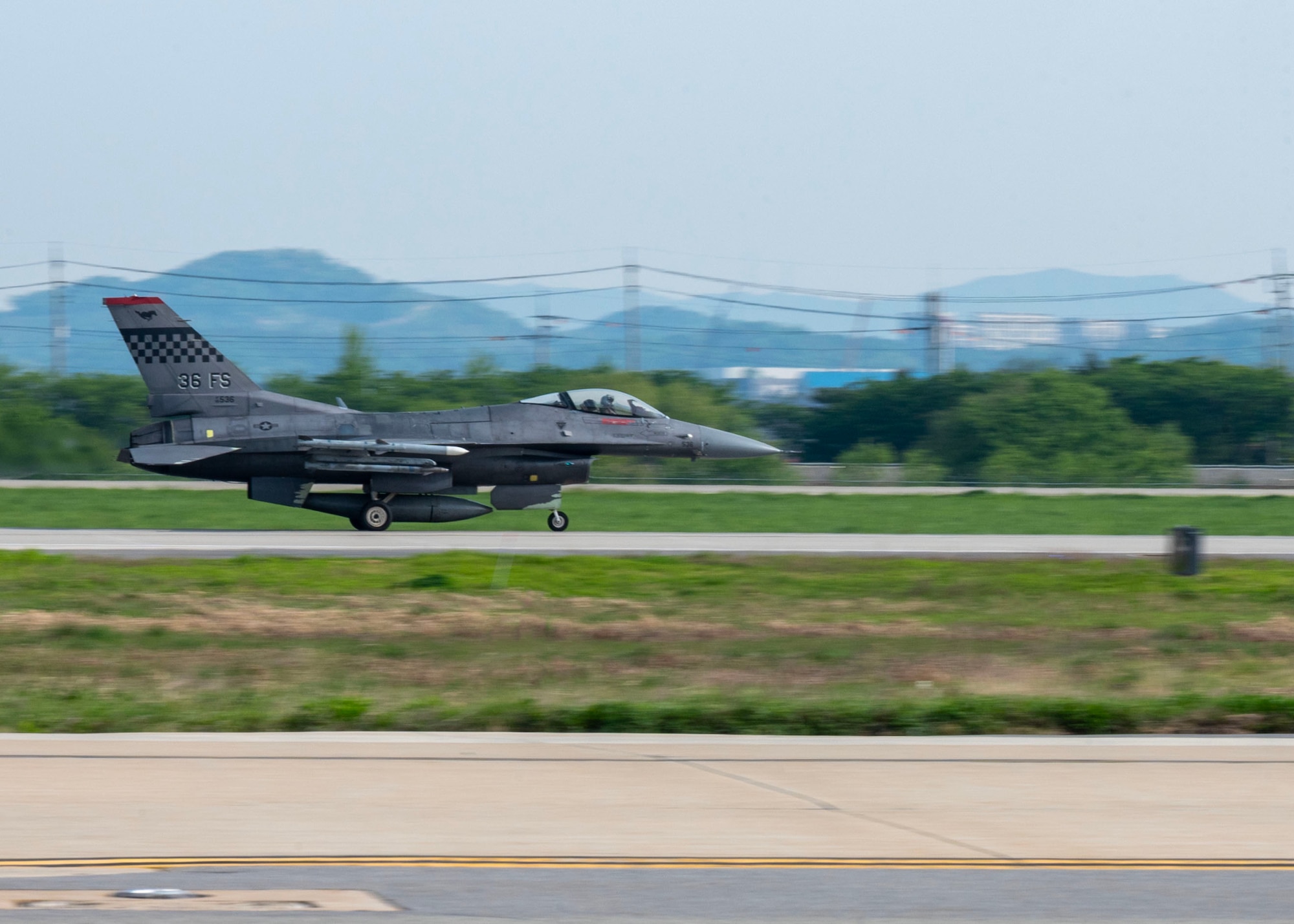 U.S. Air Force Col. Kevin Walsh, 51st Fighter Wing deputy commander, takes off at Osan Air Base, Republic of Korea, May 6, 2025. Walsh has the rating of Command Pilot for the F-16 Fighting Falcon, a highly maneuverable multi-role fighter jet, renowned for its speed, agility, and combat versatility in both air-to-air and air-to-ground missions. (U.S. Air Force photo by Senior Airman Sarah Williams)