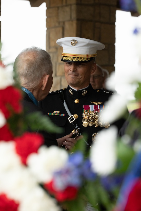 U.S. Marine Corps Lt. Gen. Leonard F. Anderson IV, commander of Marine Forces Reserve and Marine Forces South, greets friends and family of Lt. Gen. Richard E. Carey, at his funeral at Dallas-Fort Worth National Cemetery in Dallas, Texas, May 5, 2025. 



Carey served 38 years in the Marine Corps, serving in both the Korean and Vietnam War. Near the end of his service, Carey led the efforts of Operation Frequent Wind, the final phase in evacuation of American Forces from Saigon City, Vietnam, marking the end of U.S. involvement in the Vietnam War. After his service, Carey continued to help serve his community in different ways, such as participating in the creation of a national monument honoring those who served in the Battle of the Chosin Reservoir and assisting in the construction of the Dallas-Fort Worth National Cemetery. (U.S. Marine Corps photo by Cpl. Isaiah W. Smith)