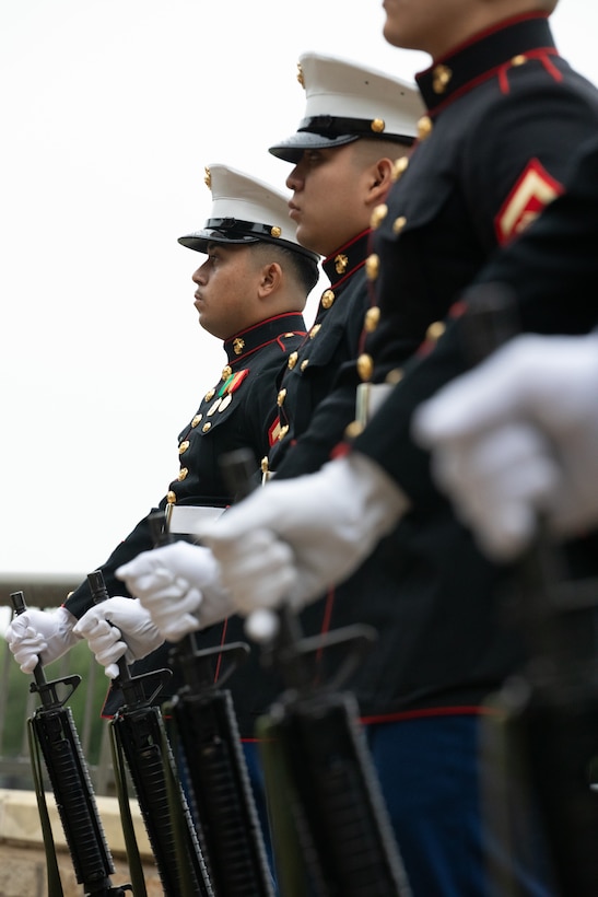 U.S. Marines with Marine Aircraft Group-41 prepare to perform the three volleys at the funeral of retired Lt. Gen. Richard E. Carey at Dallas-Fort Worth National Cemetery in Dallas, Texas, May 5, 2025. 



Carey served 38 years in the Marine Corps, serving in both the Korean and Vietnam War. Near the end of his service, Carey led the efforts of Operation Frequent Wind, the final phase in evacuation of American Forces from Saigon City, Vietnam, marking the end of U.S. involvement in the Vietnam War. After his service, Carey continued to help serve his community in different ways, such as participating in the creation of a national monument honoring those who served in the Battle of the Chosin Reservoir and assisting in the construction of the Dallas-Fort Worth National Cemetery. (U.S. Marine Corps photo by Cpl. Isaiah W. Smith)