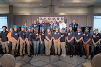 Matt Sermon, Direct Reporting Program Manager, Maritime Industrial Base Program, participates in the 2024 Philadelphia Signing Day event in June 2024.
