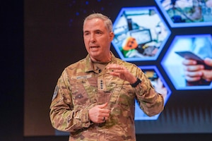 NEWPORT, R.I.— Gen. Stephen N. Whiting, Commander, U.S. Space Command (USSPACECOM), delivers a lecture on space as a warfighting domain to students, staff and faculty at the U.S. Naval War College (NWC) onboard Naval Station Newport, RI, May 2, 2025. The lecture discussed how USSPACECOM, working with Allies and partners, plans, executes, and integrates military space power into multi-domain global operations in order to deter aggression, defend national interests, and when necessary, defeat threats. Established in 1884, NWC informs today’s decision-makers and educates tomorrow’s leaders by providing educational experiences and learning opportunities that develop their ability to anticipate and prepare strategically for the future, strengthen the foundations of peace, and create a decisive warfighting advantage. (U.S. Navy photo by Kristopher Burris)