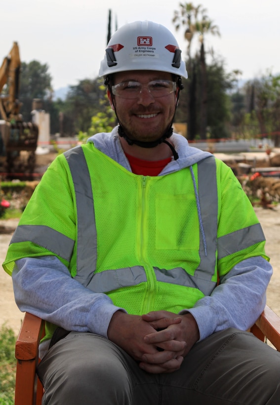 Quality Assurance Representative Tyler Heitkamp, and Sacramento District architect, enjoys a rare spot of shade while observing crews on-site conducting debris removal in Altadena, California, April 14.

USACE is working in partnership with local, state and the Federal Emergency Management Agency in response to the Southern California Wildfires.
