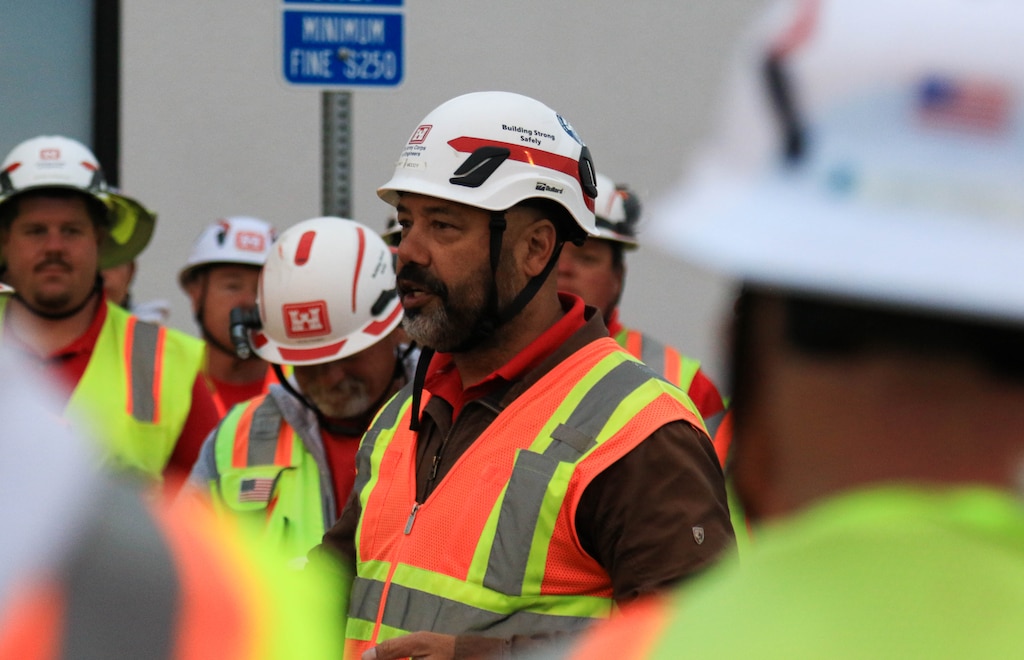 Outgoing Safety Supervisor Tony McCoy, and Los Angeles District employee, provides an outgoing message to quality assurance supervisors and representatives before they begin work in Altadena, California, April 14.

These meetings are a part of their daily routine to ensure supervisors are made aware of any plan changes, as well as to discuss any safety concerns.

USACE is working in partnership with local, state and the Federal Emergency Management Agency in response to the Southern California Wildfires.