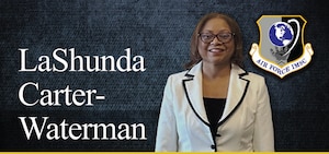 AFIMSC Portrait graphic with name of individual, official photo, and AFIMSC shield located at center