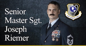 AFIMSC Portrait graphic with name of individual, official photo, and AFIMSC shield located at center