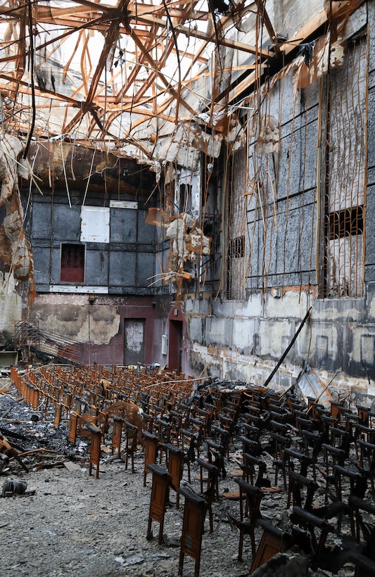 The charred seats at the Eliot Arts Magnet Academy in Altadena, CA were damaged as a result of the January 2025 Southern California wildfires. With much of the school heavily damaged, the adjacent tower is one of few structures the district hopes to preserve, April 15.

USACE is working in partnership with local, state and the Federal Emergency Management Agency in response to the Southern California Wildfires.