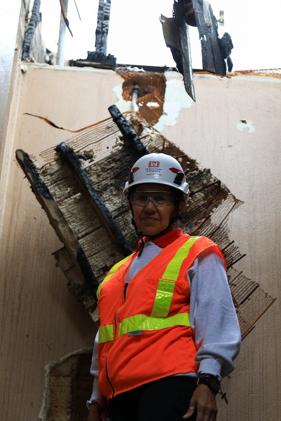 Debris removal subject matter expert Maria de la Torre of the U.S. Army Corps of Engineers studies the debris to determine the most effective methods of removing the debris at the Eliot Arts Magnet Academy in Altadena, California following the January 2025 wildfires in Southern California, April 15.

USACE is working in partnership with local, state and the Federal Emergency Management Agency in response to the Southern California Wildfires.