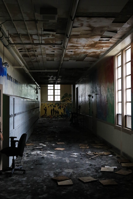 A fire damaged hallway of the Eliot Arts Magnet Academy in Altadena, California is littered with fallen ceiling tiles, April 15. The U.S. Army Corps of Engineers conducting structural inspections to help determine what parts of the school can be preserved in the aftermath of the Southern California wildfires of January 2025.

USACE is working in partnership with local, state and the Federal Emergency Management Agency in response to the Southern California Wildfires.