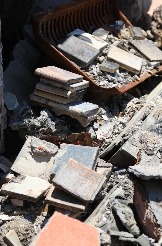 A standing chimney that is due to be knocked down has it's Batchelder tiles removed before workers can knock it down. Removed as a part of the Save The Tiles nonprofit's mission, workers volunteer their time to preserve this piece of LA history.

USACE is working in partnership with local, state and the Federal Emergency Management Agency in response to the Southern California Wildfires.