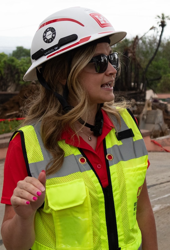USACE Safety Officer for EFO-Eaton, Taylor Bayless stands at the ready to identify and mitigate safety risks for all personell working the wildfire recovery zone.