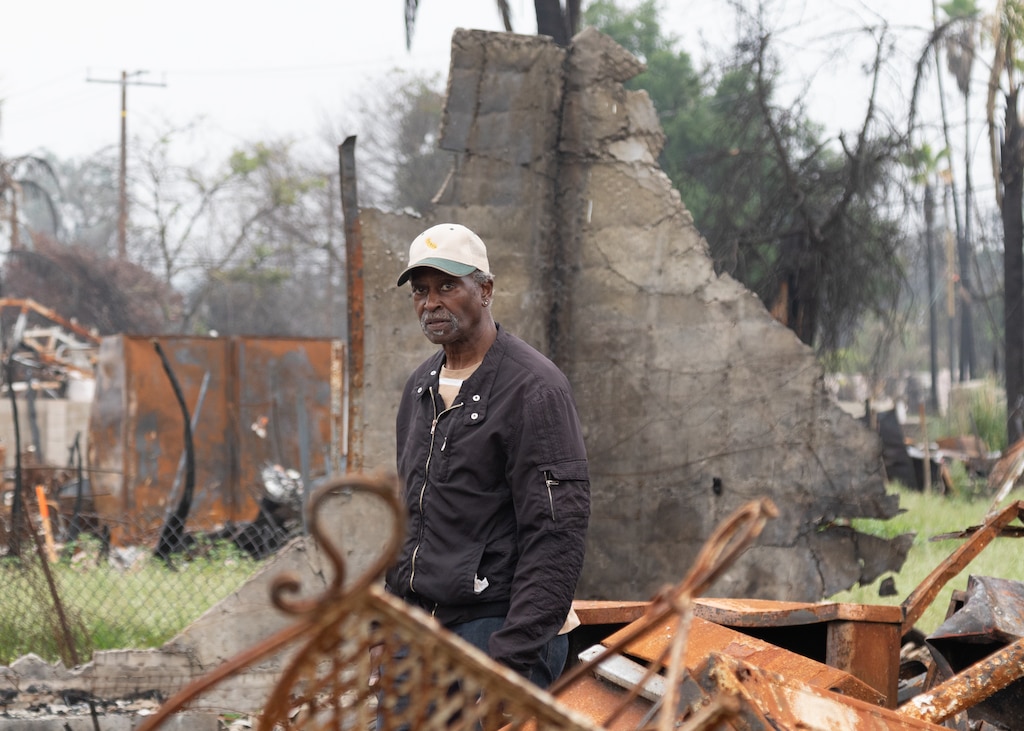 USACE employee Darius Wallace stands amonst the charred remains of what was once his home.

USACE is working in partnership with local, state and the Federal Emergency Management Agency in response to the Southern California Wildfires.