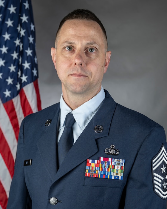 Official photo of Chief Master Sgt. Jeffrey King, command chief of the 130th Airlift Wing, Charleston, W.Va.