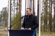 Matt Wall, Chargé d’affaires at the U.S. Embassy in Tallinn, gives a speech during a ceremony unveiling Estonia's newly received M142 High Mobility Artillery Rocket Systems (HIMARS) at Amari Air Base, Estonia, April 30, 2025. Originally approved for sale to Estonia in 2022 by the U.S. State Department, the HIMARS gives precise long-range artillery capabilities to enhance national security and regional stability. U.S. Soldiers, supporting Task Force Voit, have trained Estonian soldiers on operating the system prior to the delivery. (U.S. Army photo by Sgt. Austin Steinborn)