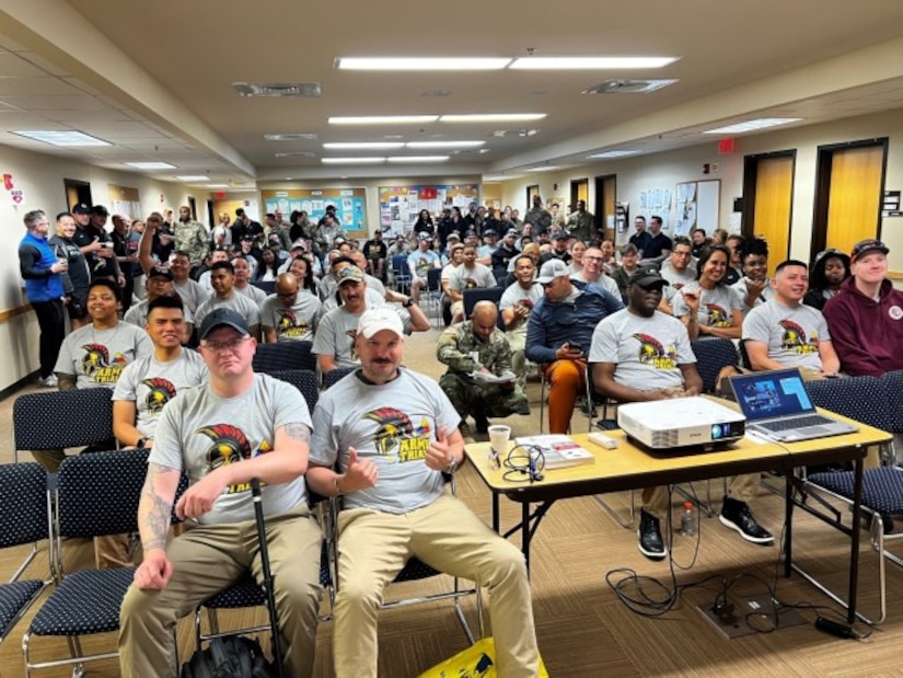 Soldier Athletes competing to be on Team Army attend the opening session with ARCP Leadership at Fort Bliss Texas.