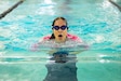 U.S. Army Lt. Col. Sherri Sanders swims breaststroke during the swimming competition at the 2025 Army Trials.