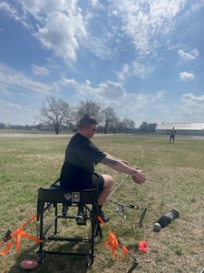 Sgt. Kyle Fields practices the discus throw at the Fort Campbell SRU to get ready for the 2025 Army Trials.