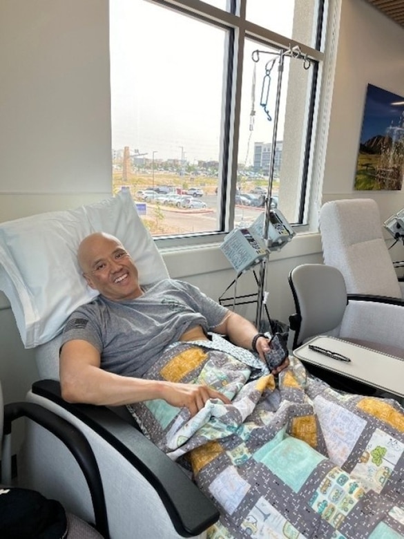 Sgt. 1st Class David Hong smiled through his recovery after surgery for colon cancer.