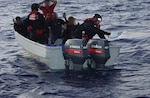 The crew of the Coast Guard Cutter Joseph Napier offloaded approximately 725 pounds of seized cocaine worth an estimated $5.4 million to Coast Guard Investigative Service and Drug Enforcement Agency Special Agents custody in San Juan, Puerto Rico, May 7, 2025. The interdiction occurred April 28, 2025, in waters north of Aguadilla, Puerto Rico, and is the result of multi-agency efforts in support of the Caribbean Corridor Strike Force. (U.S. Coast Guard photo)
