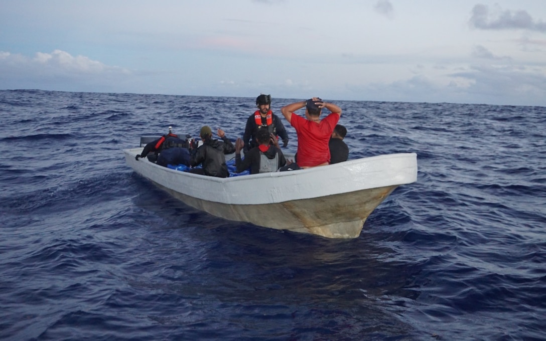 The crew of the Coast Guard Cutter Joseph Napier offloaded approximately 725 pounds of seized cocaine worth an estimated $5.4 million to Coast Guard Investigative Service and Drug Enforcement Agency Special Agents custody in San Juan, Puerto Rico, May 7, 2025. The interdiction occurred April 28, 2025, in waters north of Aguadilla, Puerto Rico, and is the result of multi-agency efforts in support of the Caribbean Corridor Strike Force. (U.S. Coast Guard photo)