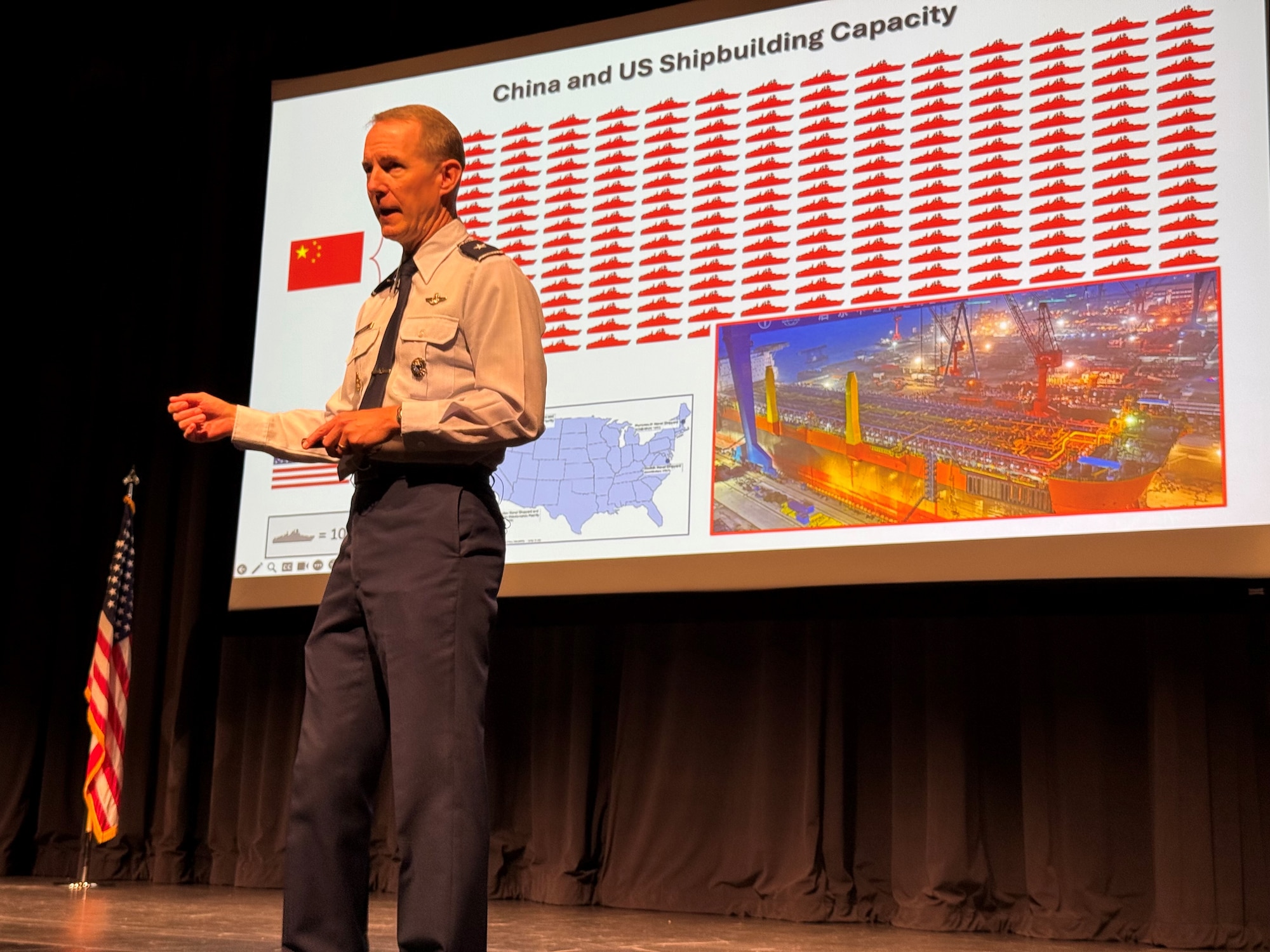Brig. Gen. Doug Wickert, 412th Test Wing commander, delivered a sobering assessment of China’s growing military capabilities during a recent briefing to community leaders at Antelope Valley College.
